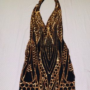 Halter Back Sequin Dress